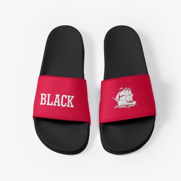 Black Summer Smiles, Fun and Boats Sandals